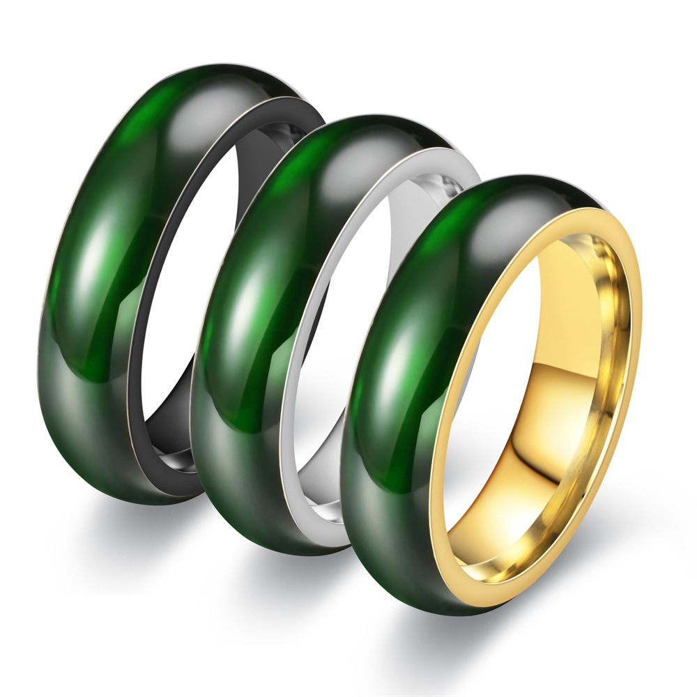 Vintage Fashion Rings For Women - Jade verde artificial anéis de aço