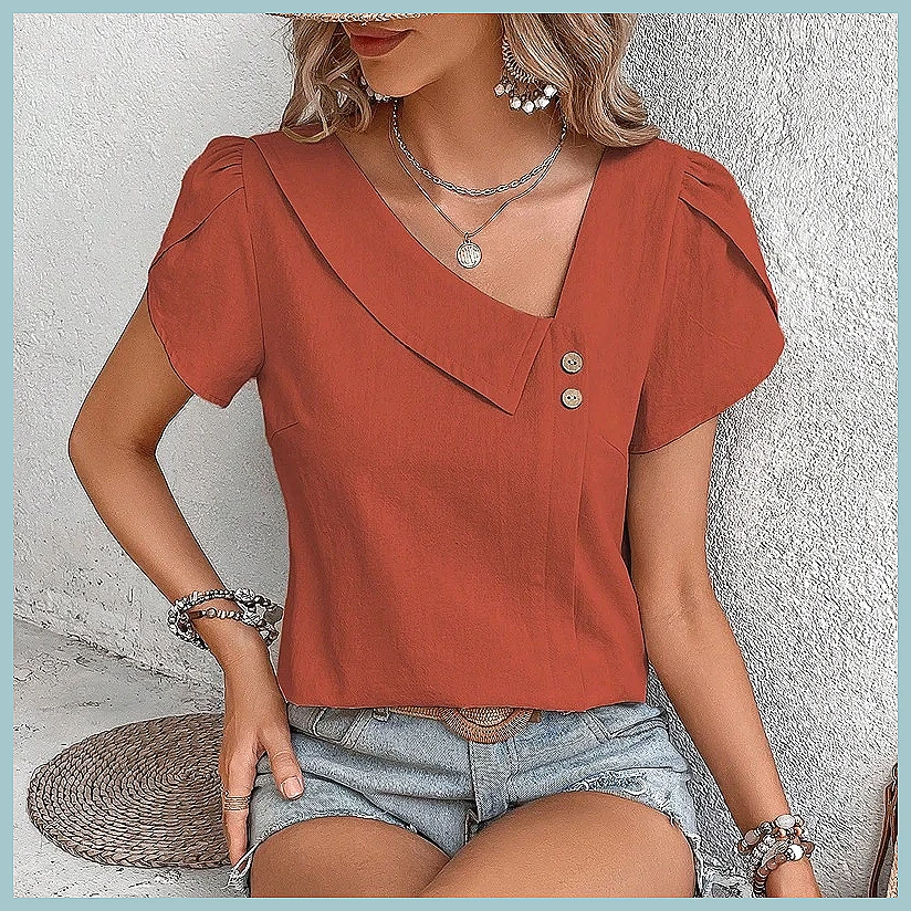 Vintage Fashion Women - Blusa Vintage de Cor Sólida para