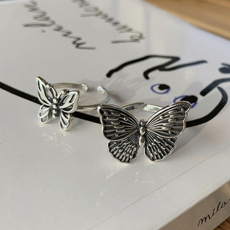 925 prata esterlina borboleta  - Vintage Fashion Rings For Women avaliação e preço