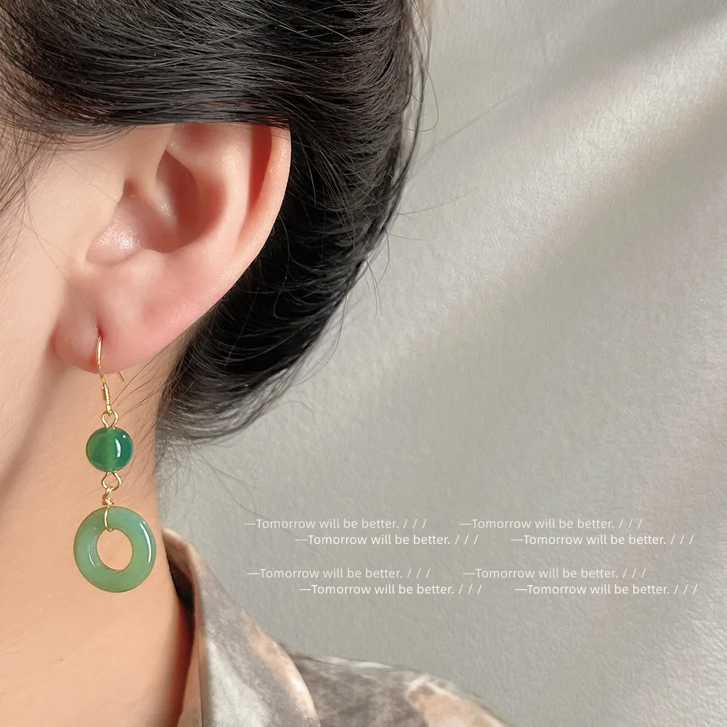 Brincos de anel de jade real v - Vintage Fashion Rings For Women avaliação e preço