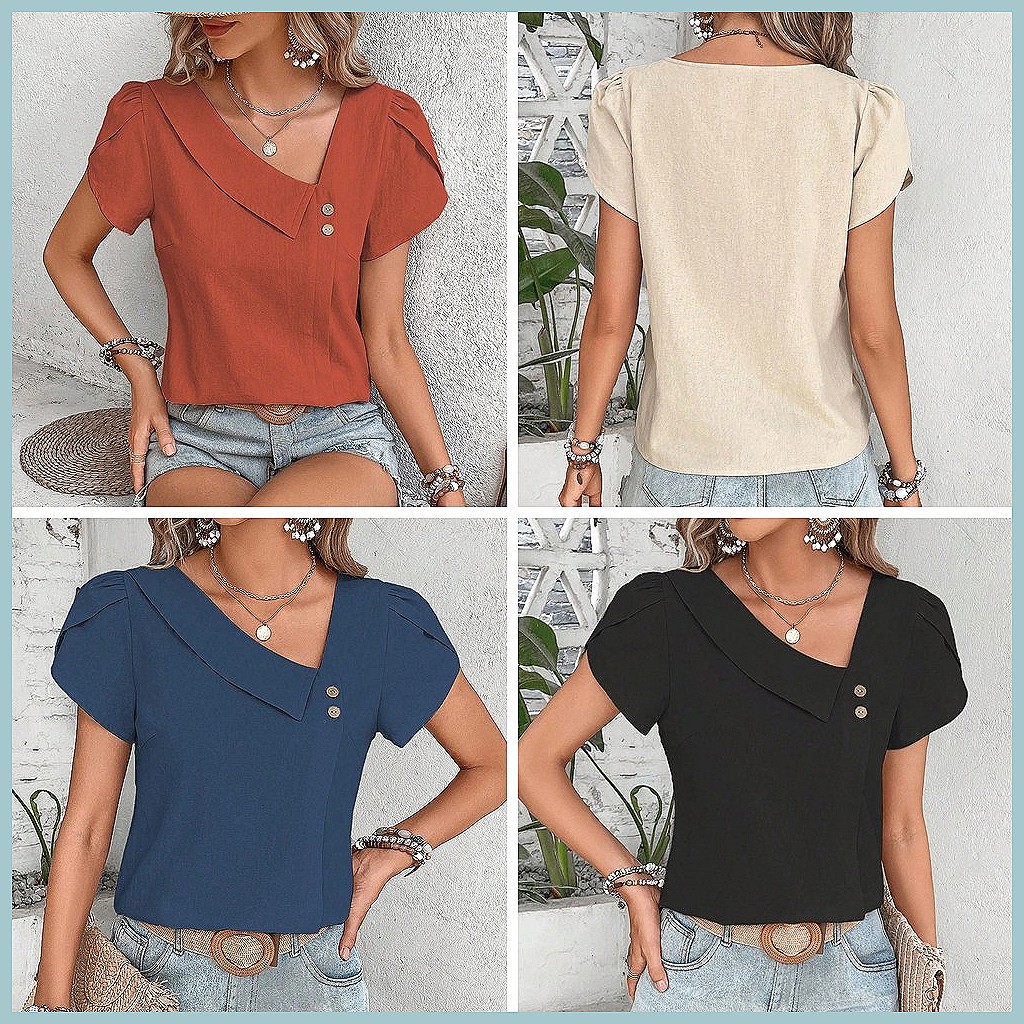 Blusa Vintage de Cor Sólida pa - Vintage Fashion Women avaliação e preço