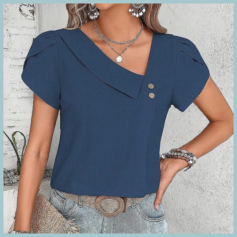 Blusa Vintage de Cor Sólida pa - Vintage Fashion Women avaliação e preço
